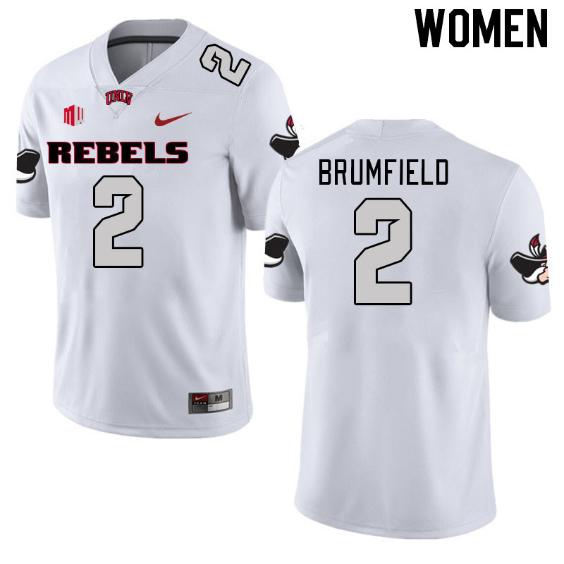 Women #2 Doug Brumfield UNLV Rebels 2023 College Football Jerseys Stitched-White - Click Image to Close